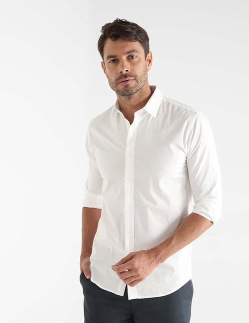 Camisa de vestir de algodón manga larga para hombre 1