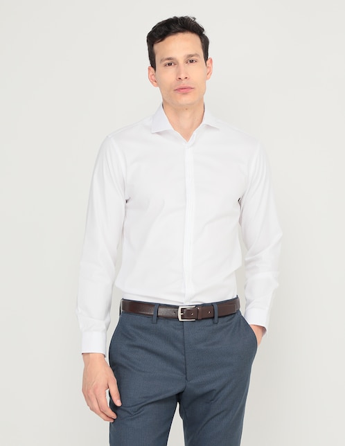 Camisa de vestir Calvin Klein de algodón manga larga para hombre