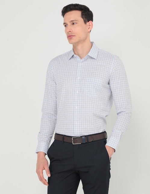 Camisa casual de algodón manga larga para hombre 1