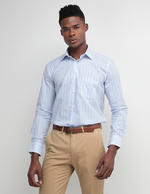 Camisa de vestir de algodón manga larga para hombre 1
