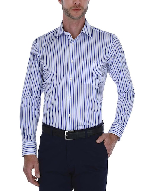 Camisa business casual Scappino de algodón manga larga para hombre