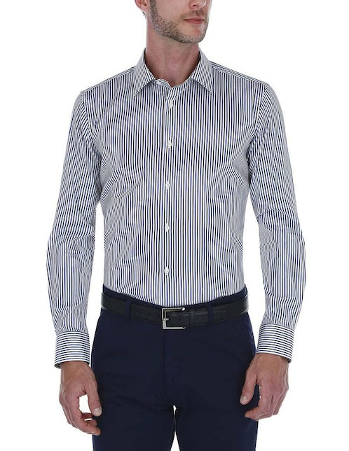 Camisa business casual Scappino de algodón manga larga para hombre