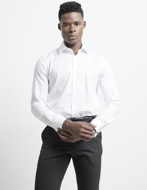 Camisa de vestir de algodón manga larga para hombre