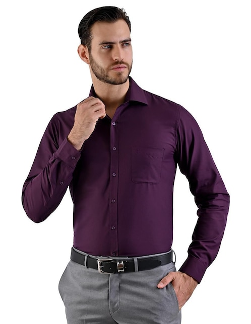 Camisa de vestir Michel Blanc manga larga para hombre