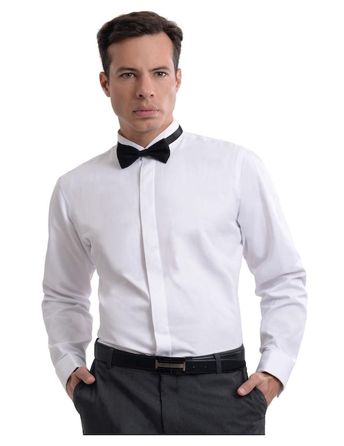 Camisa etiqueta Michel Blanc de algodón manga larga para hombre