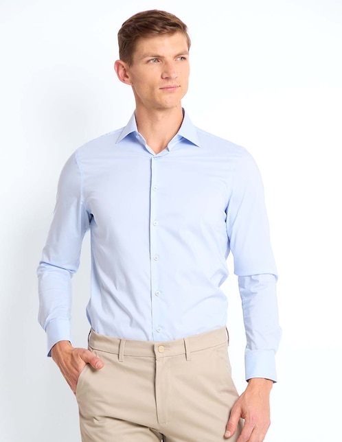 Camisa Business Casual Zanetti de algodón manga larga para hombre
