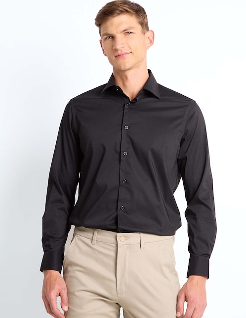 Camisa casual Zanetti de algodón manga larga para hombre
