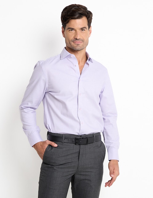 Camisa de vestir de algodón manga larga para hombre