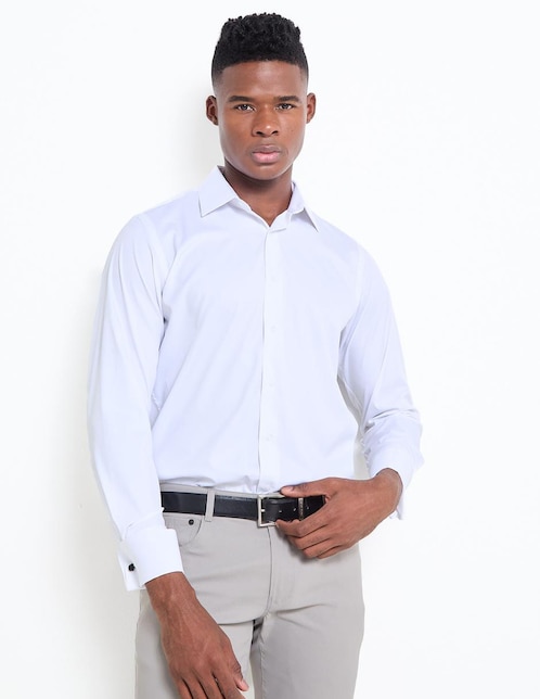Camisa de vestir Perry Ellis manga larga para hombre