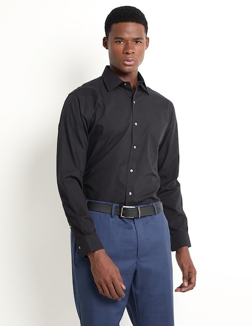 Camisa de vestir de algodón manga larga para hombre 1