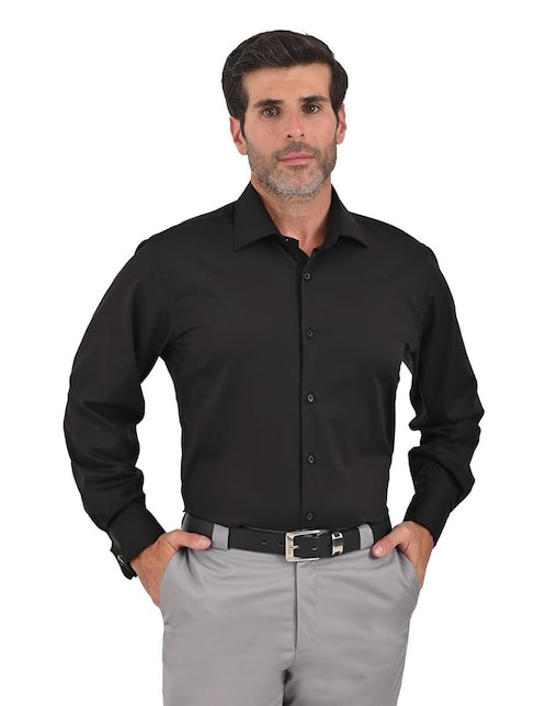 "camisa/sobrecamisa" formal michel blanc "de" (si aplica) bambú "manga" larga "para hombre"