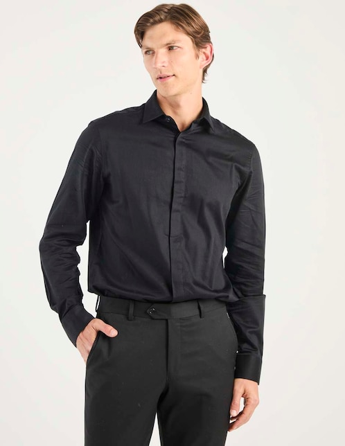 Camisa de vestir Calvin Klein de algodón manga larga para hombre