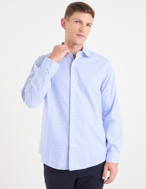 Camisa de vestir de algodón manga larga para hombre 1