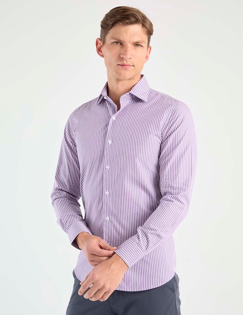 Camisa de vestir de algodón manga larga para hombre