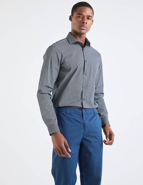 Camisa de vestir de algodón manga larga para hombre 1