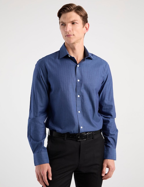 Camisa de vestir de algodón manga larga para hombre 1