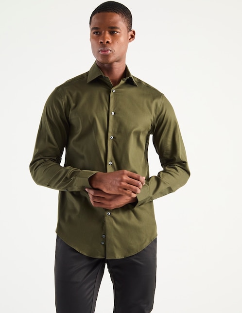 Camisa de vestir Calvin Klein de algodón manga larga para hombre