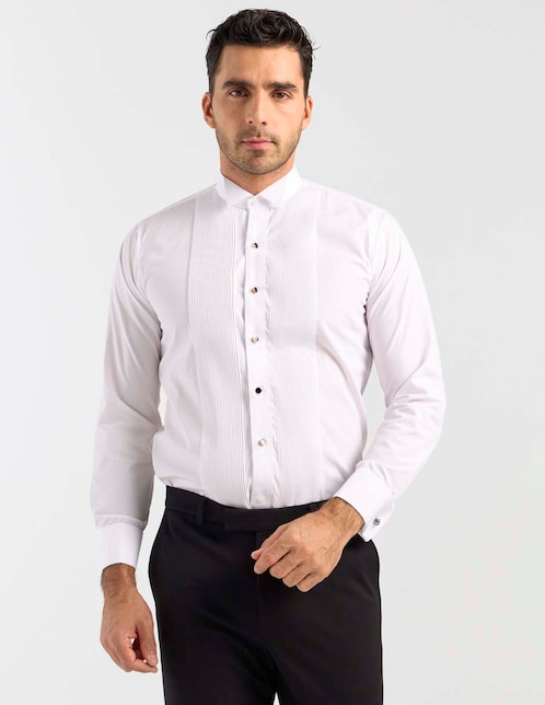 Camisa de vestir Manchester de algodón manga larga para hombre