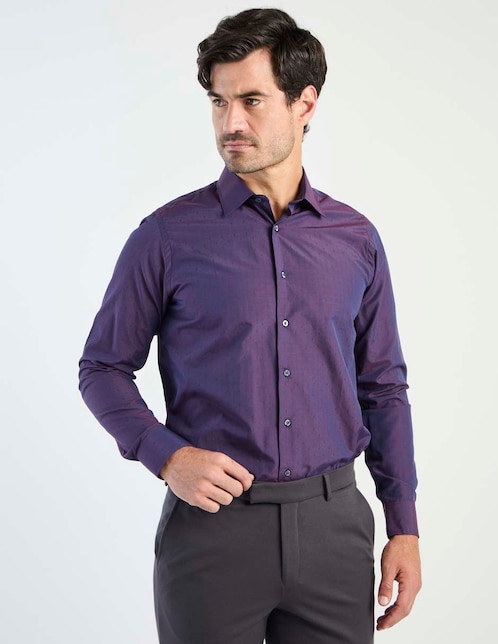 Camisa de vestir John Henry de algodón manga larga para hombre