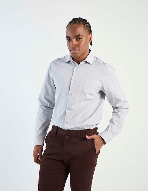 Camisa de vestir de algodón manga larga para hombre 1