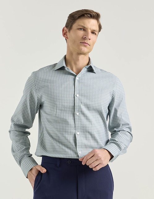 Camisa de vestir de algodón manga larga para hombre 1