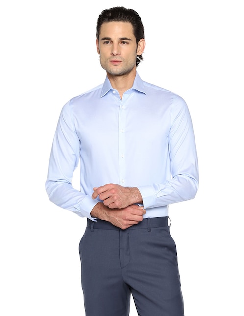 Camisa de vestir de algodón manga larga para hombre 1