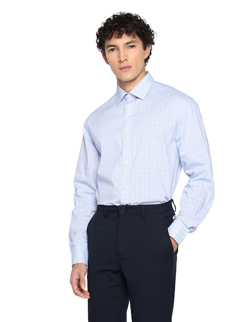 Camisa de vestir de algodón manga larga para hombre 1