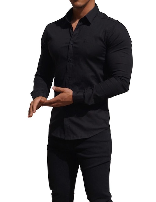 "camisa/sobrecamisa" formal john leopard "de" (si aplica) poliéster y algodón "manga" larga "para hombre"