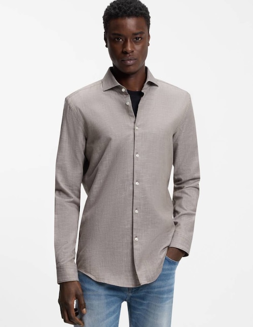 Camisa casual Hugo de algodón manga larga para hombre
