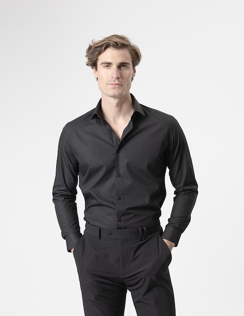 Camisa formal de algodón manga larga para hombre 1