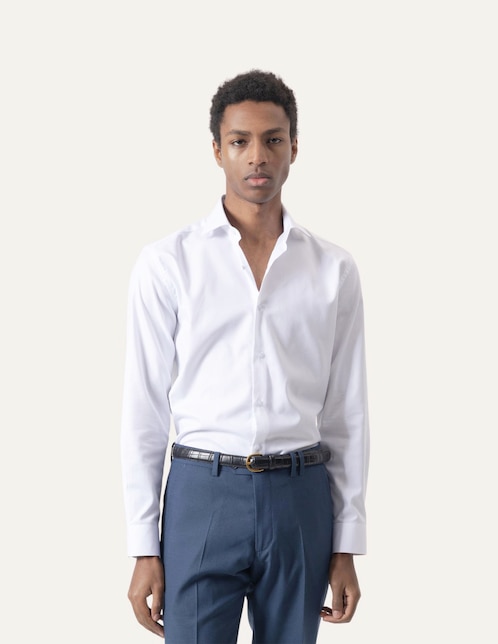 Camisa de vestir Puroego de algodón manga larga para hombre