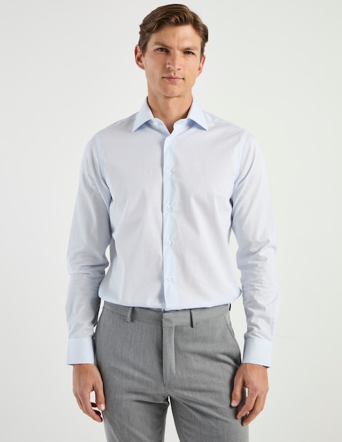 Camisa de vestir Zanetti de algodón manga larga para hombre