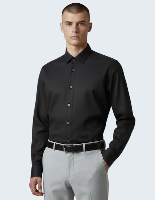 Camisa de vestir de algodón manga larga para hombre 1