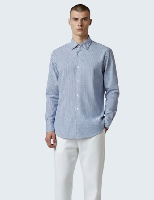 Camisa de vestir de algodón manga larga para hombre 1