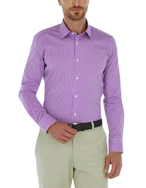 Camisa Business Casual Scappino De Algodón Manga Larga Para Hombre