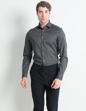 Camisa De Vestir Calvin Klein De Algodón Manga Larga Para Hombre