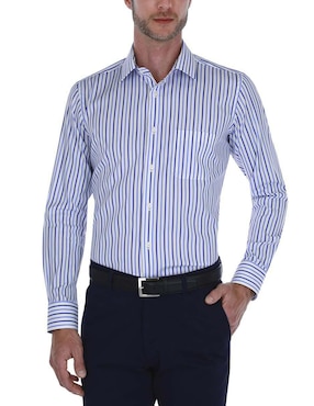 Camisa Business Casual Scappino De Algodón Manga Larga Para Hombre