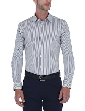 Camisa Business Casual Scappino De Algodón Manga Larga Para Hombre