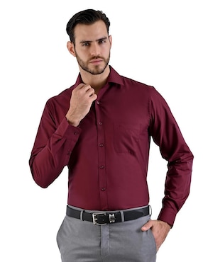 Camisa De Vestir Michel Blanc Manga Larga Para Hombre