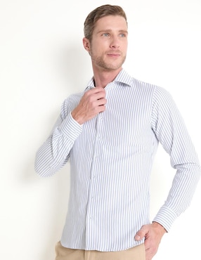 Camisa De Vestir L.P.C. De Algodón Manga Larga Para Hombre