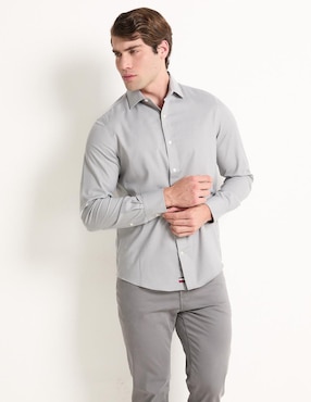 Camisa Casual Tommy Hilfiger De Algodón Manga Larga Para Hombre