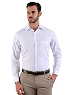 Camisa Formal Michel Blanc Manga Larga Para Hombre