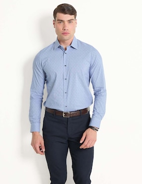 Camisa De Vestir Perry Ellis De Algodón Manga Larga Para Hombre