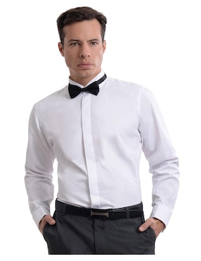 Camisa Etiqueta Michel Blanc De Algodón Manga Larga Para Hombre