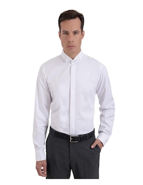 Camisa etiqueta Michel Blanc de algodón manga larga para hombre