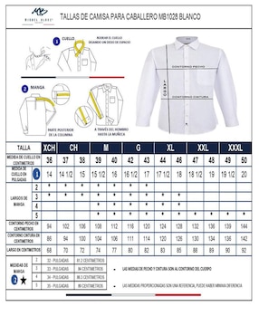 Camisa etiqueta Michel Blanc de algodón manga larga para hombre