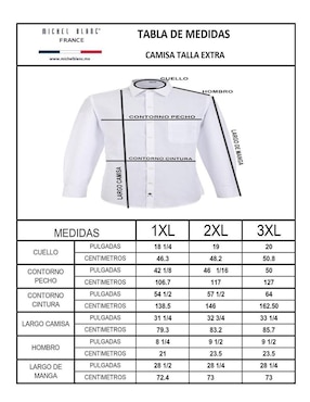 Camisa casual Michel Blanc de algodón manga larga para hombre