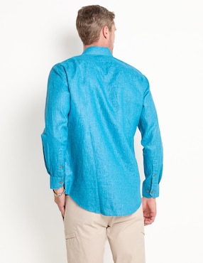 Camisa casual Calderoni de algodón manga larga para hombre