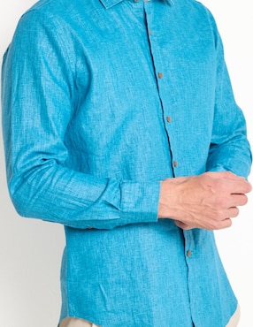 Camisa casual Calderoni de algodón manga larga para hombre