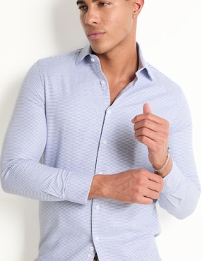 Camisa de vestir Zanetti de algodón manga larga para hombre
